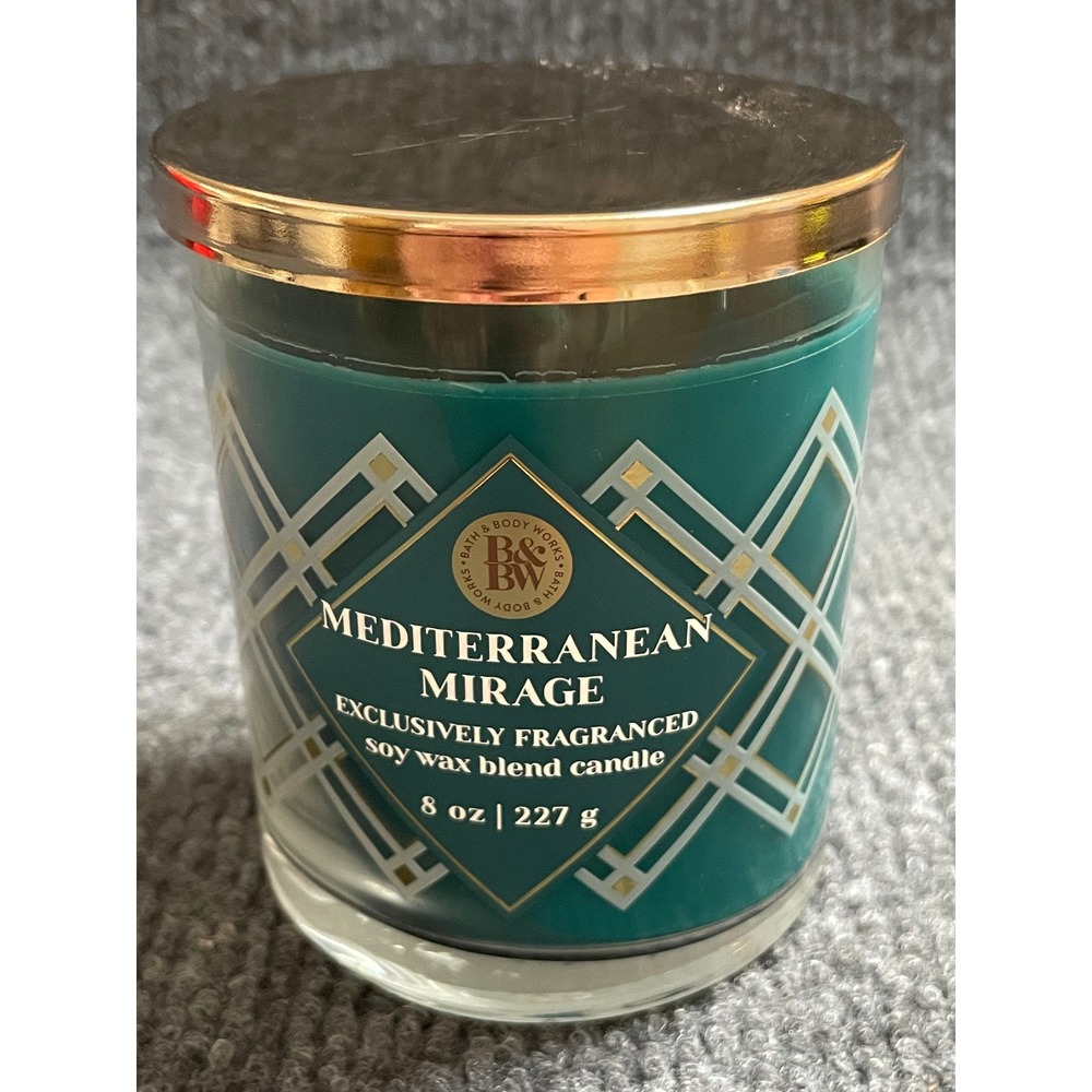 Bath & Body Works Mediterranean Mirage 8oz Soy Wax Blend Candle Bergamot Amber